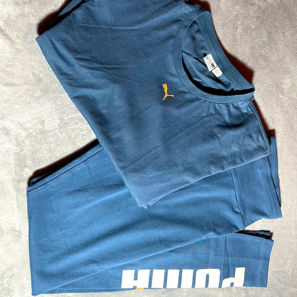 PUMA Set T Shirt + Leggings Blue/Orange New Condition